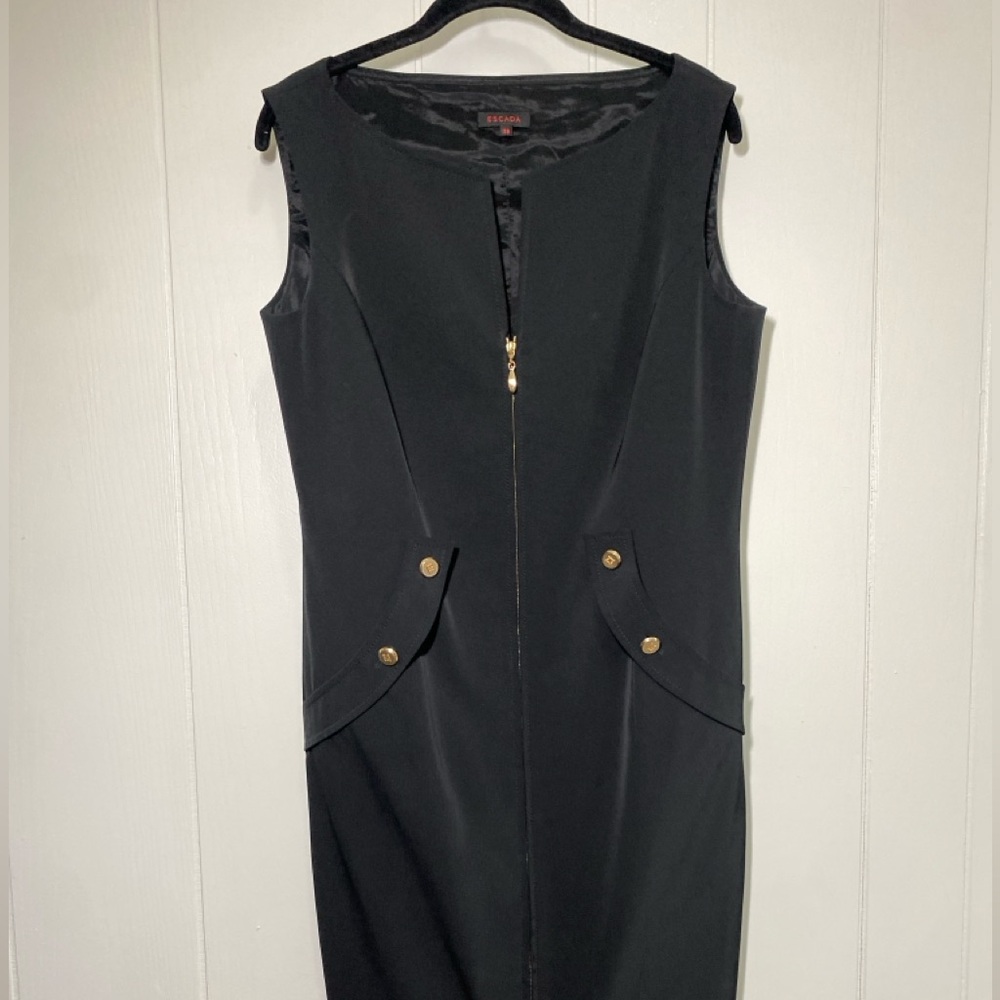 Escada Black Sleeveless Midi Dress with Gold Accents Size 38 (US 8) - Picture 13 of 13